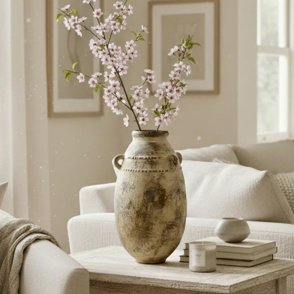 Florero Cerámico Artesanal Rústico Beige 🏺